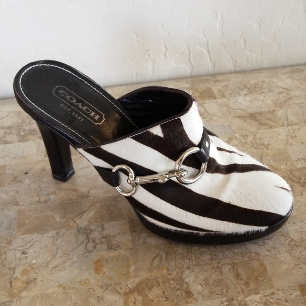 Authentic Coach Brown Zebra Calfhair Heels NWOT